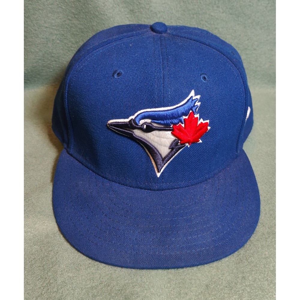 Toronto Blue Jays MLB Logo New Era 59FIFTY Fitted Blue Hat Size 7 3/4 Used